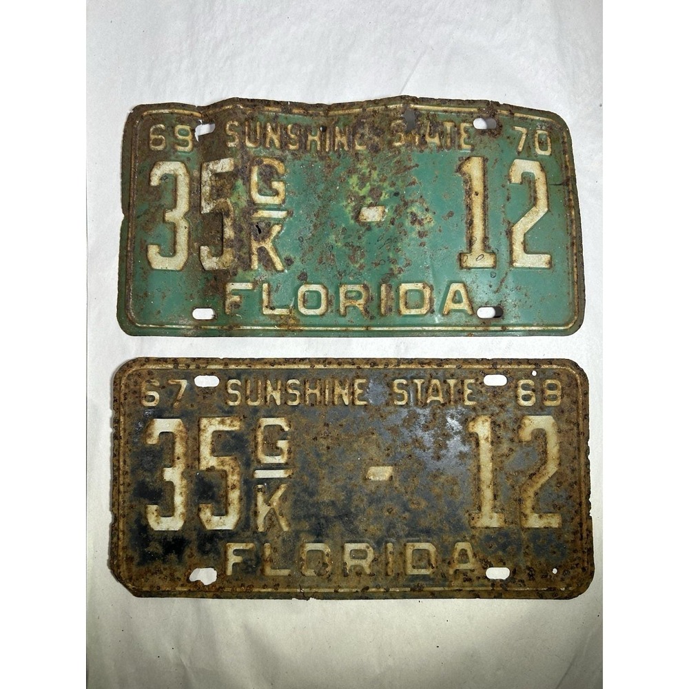 Vintage 1967 1968 1969 1970 Florida Blue License Plate Tag 35GK 12 Collectible